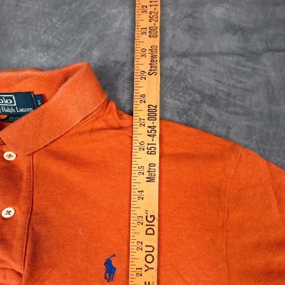 Polo Ralph Lauren Orange Pique Cotton Short Sleeve Polo Shirt Mens Large Y2K